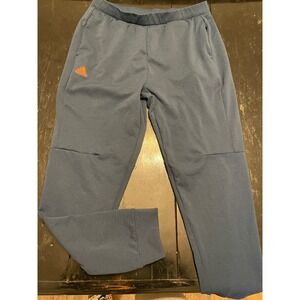 Adidas Climalite Mens Blue Jogger Sweatpants Orange Logo Size Medium